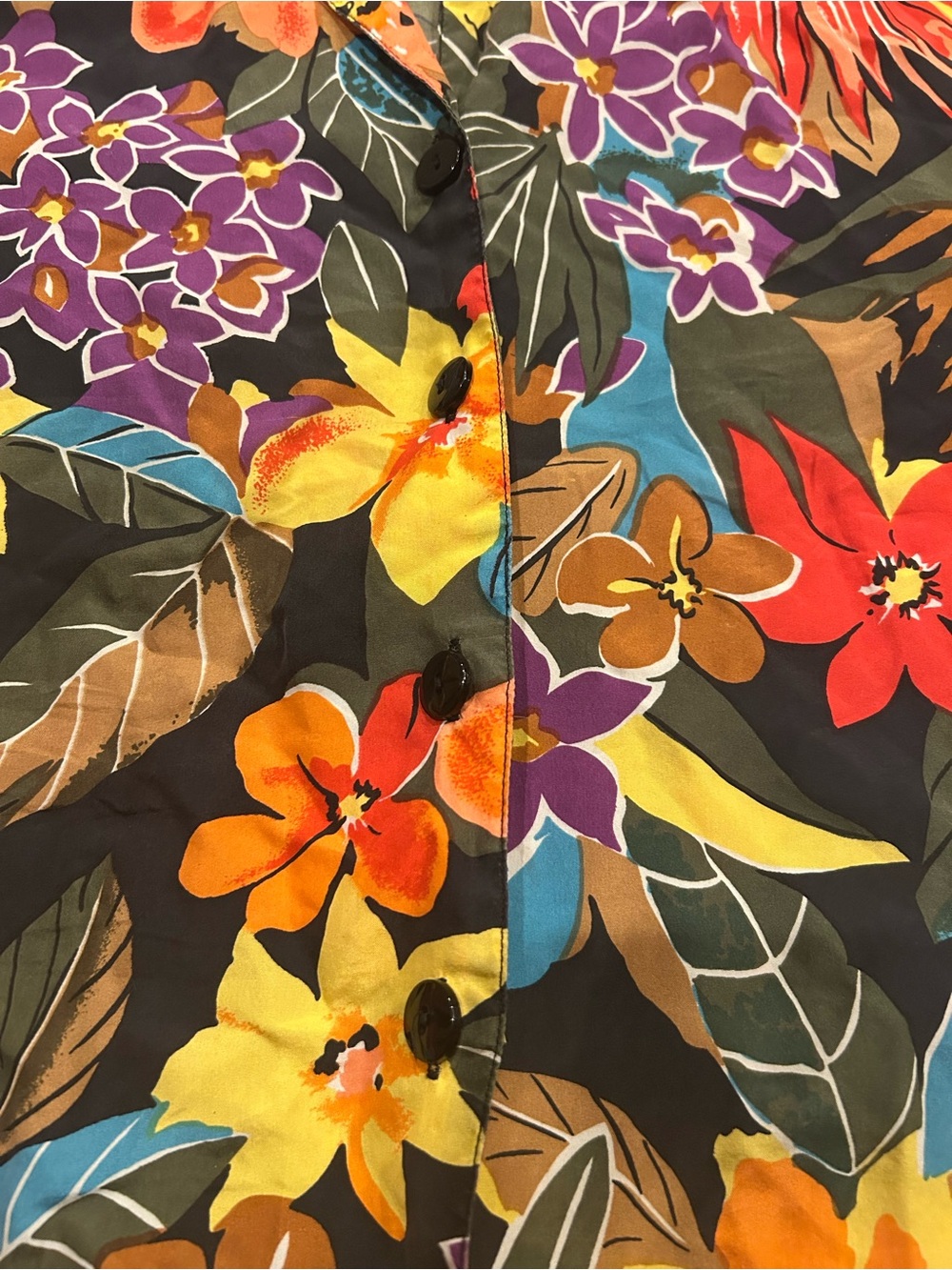 Vintage Colorful Floral Button Up 100% Silk Shirt Womens Small Options Melrose - Picture 4 of 5